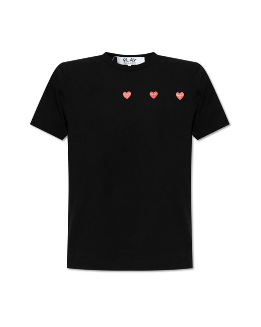 COMME DES GARÇONS PLAY Black T-Shirt With Logo for men