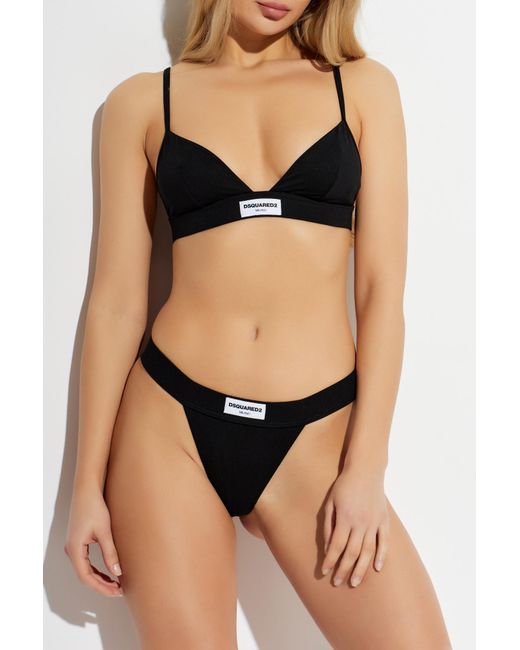 DSquared² Black Bra With Logo Patch