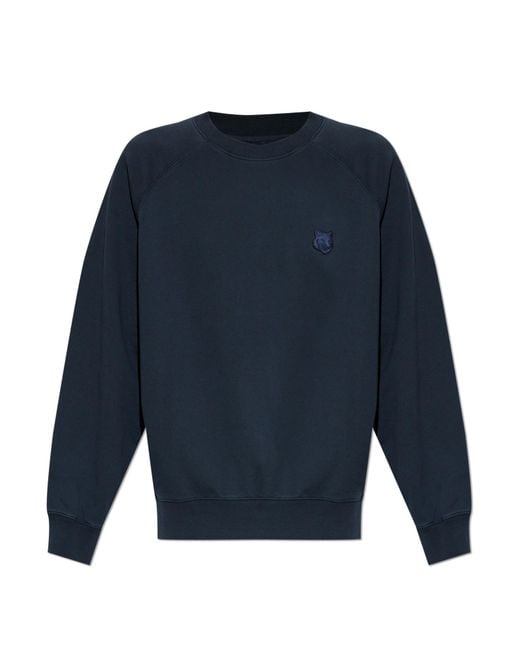 Maison Kitsuné Blue Sweatshirt With Logo Patch for men