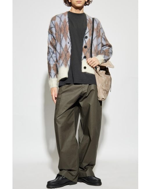 Acne Green Trousers With Logo for men