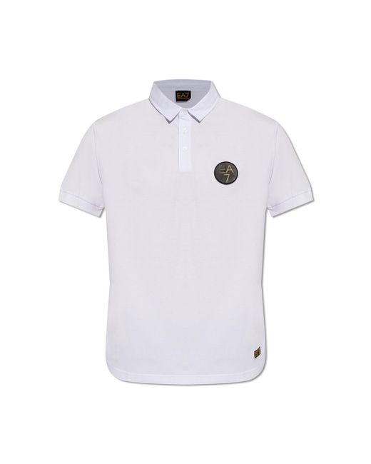 EA7 White Polo Shirt With Logo, for men