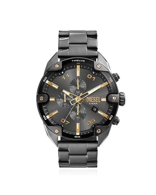 DIESEL Black Steel Watch 'Spiked' for men