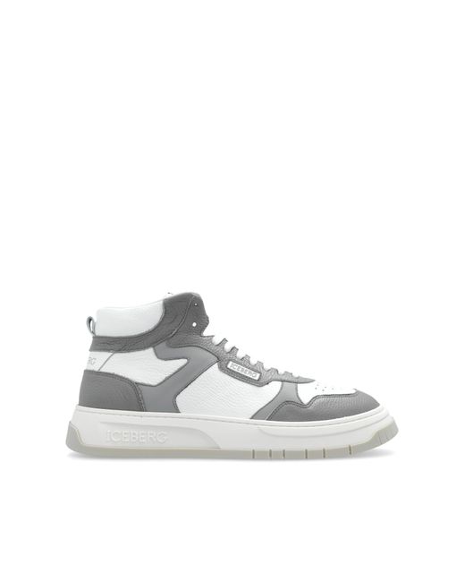 Iceberg White Ankle-High Sports Shoes 'Clock' for men