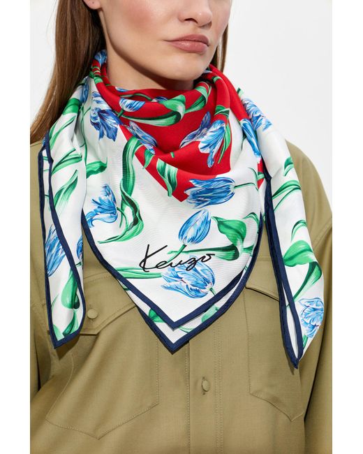 KENZO Red Silk Scarf