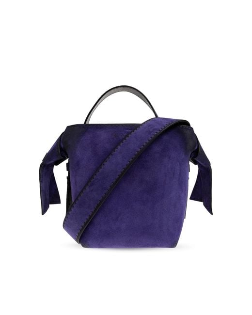 Acne Blue Suede Handbag With Logo