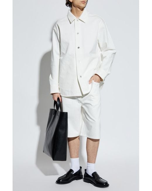 Jil Sander White Bermuda Shorts With Logo for men