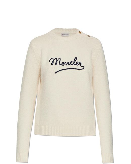 Moncler White Sweater With Logo