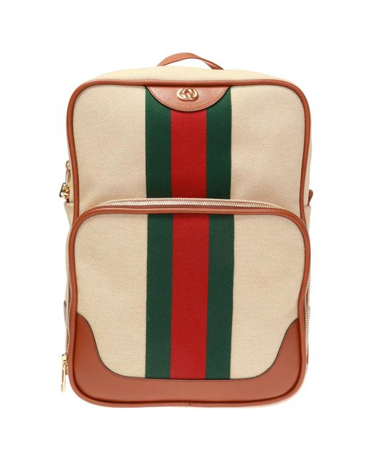Gucci Natural Beige Canvas Vintage Backpack for men