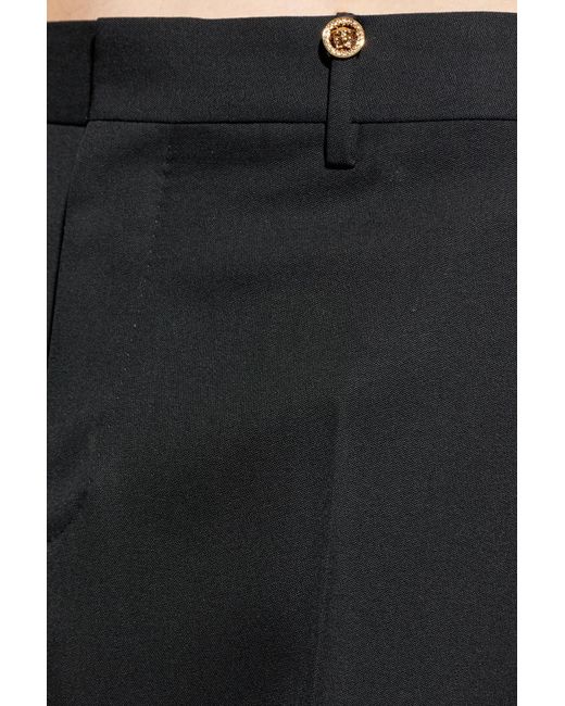 Versace Black Wool Pleated Trousers for men