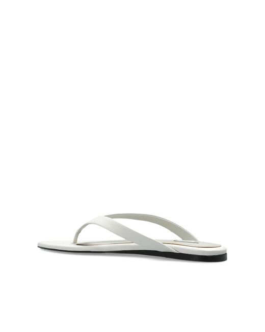 AMI White Leather Slides