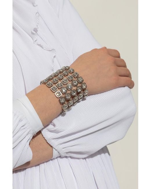 Balenciaga White Bracelet With Shimmering Crystals