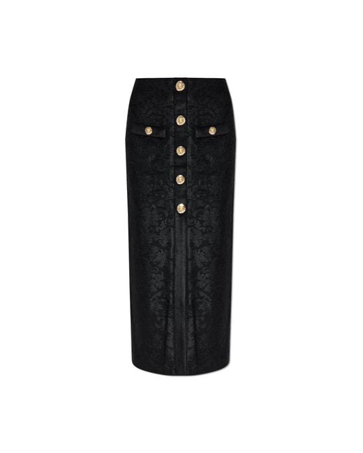 Balmain Black Skirt With Decorative Buttons