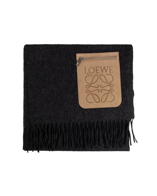 Loewe Black Wool Scarf With Logo
