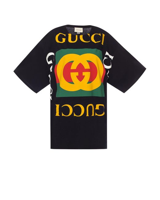 Gucci Black Oversized Printed Cotton-jersey T-shirt
