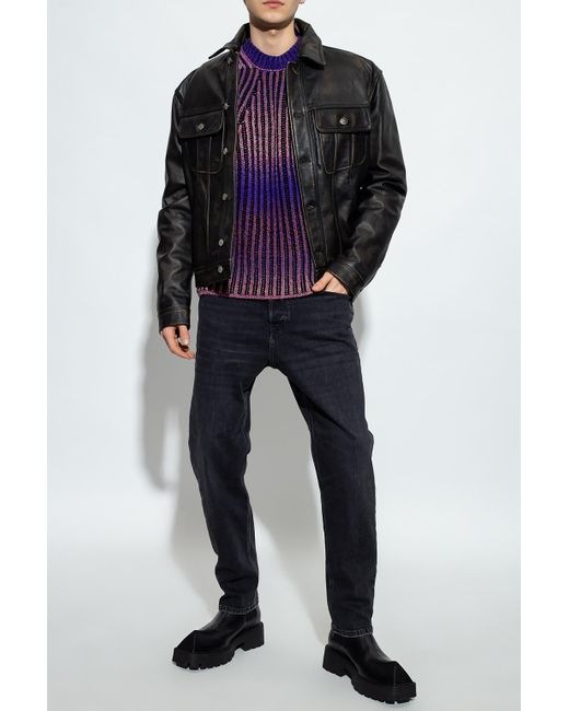 DIESEL Black 'l-riley' Leather Jacket for men