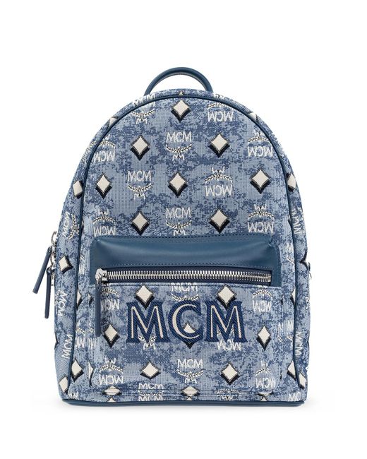mcm backpack black and blue