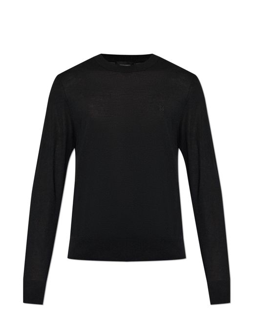 DSquared² Black Wool Sweater With Embroidered Logo for men