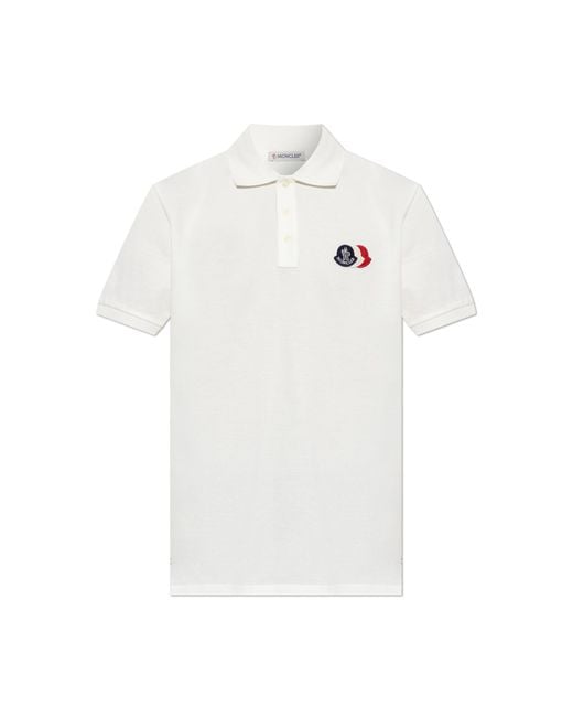 Moncler White Polo With Logo Patch for men