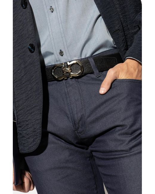 Ferragamo Black Double-Sided Belt for men