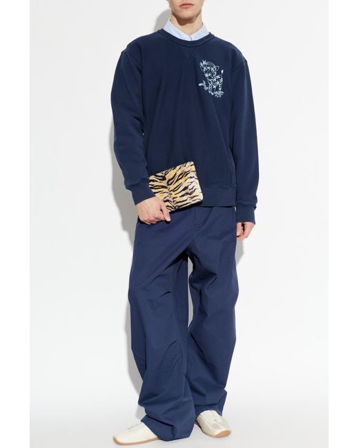 KENZO Blue Sweatshirt With Embroidered Pattern for men
