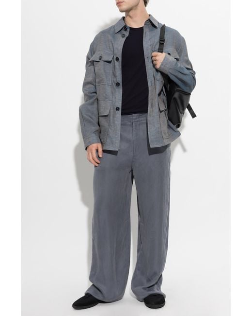 Giorgio Armani Blue Wide-Leg Trousers for men