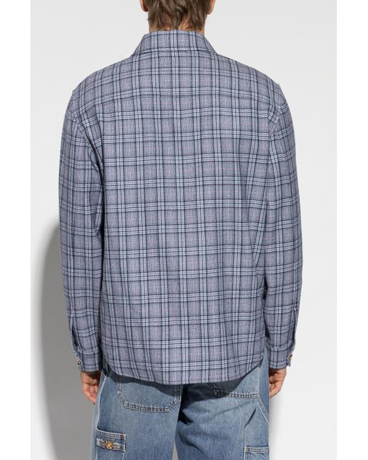 Versace Blue Checked Pattern Shirt for men