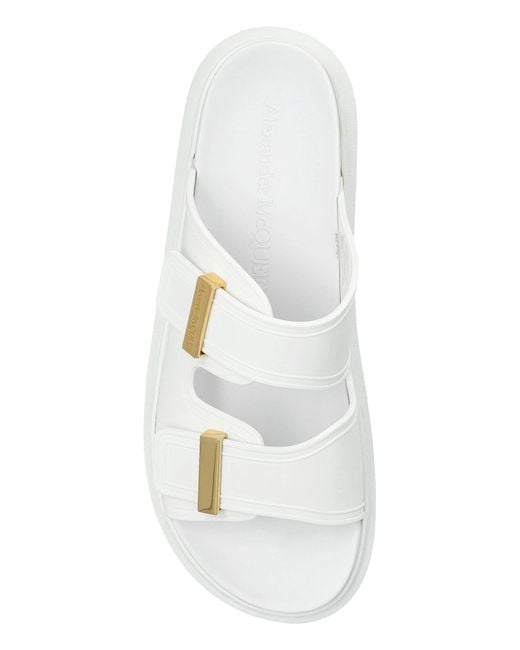 McQueen White Leather Slides