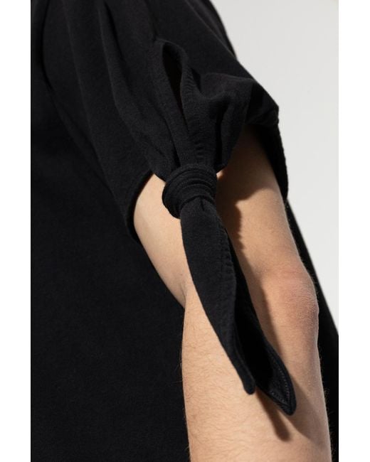 J.W. Anderson Black T-Shirt With A Knot On The Shoulder for men
