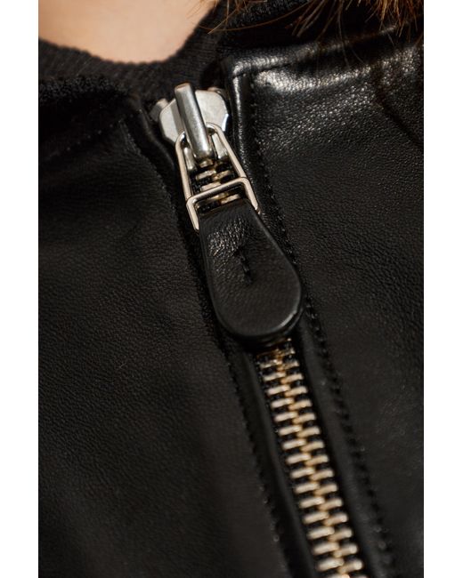 IRO Black Leather Jacket 'Dunea'