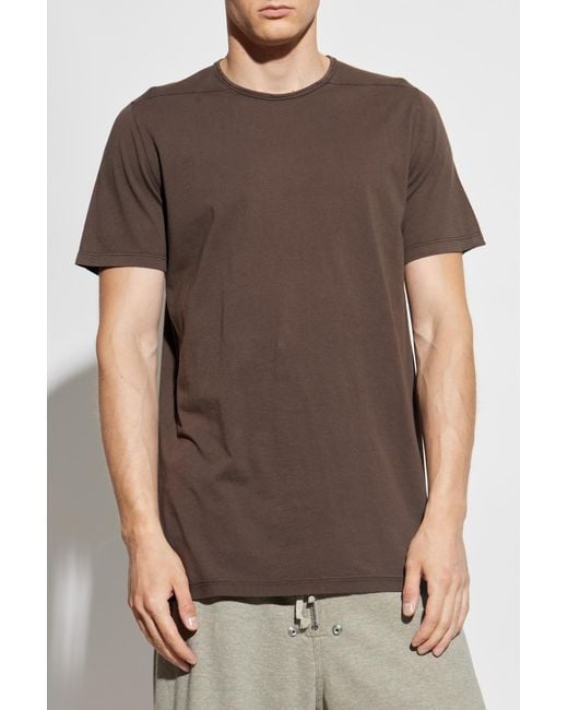 Rick Owens Brown T-Shirt With 'Level T' Logo for men