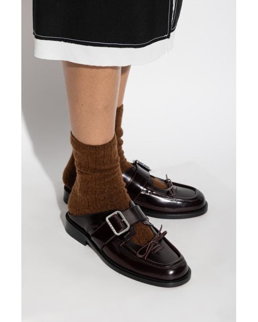 Marni Black Leather Slides