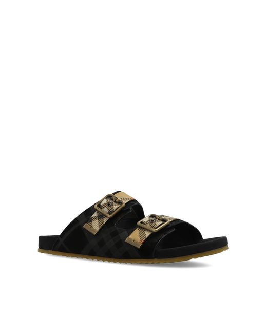 Burberry Black Flip-Flops With Logo for men