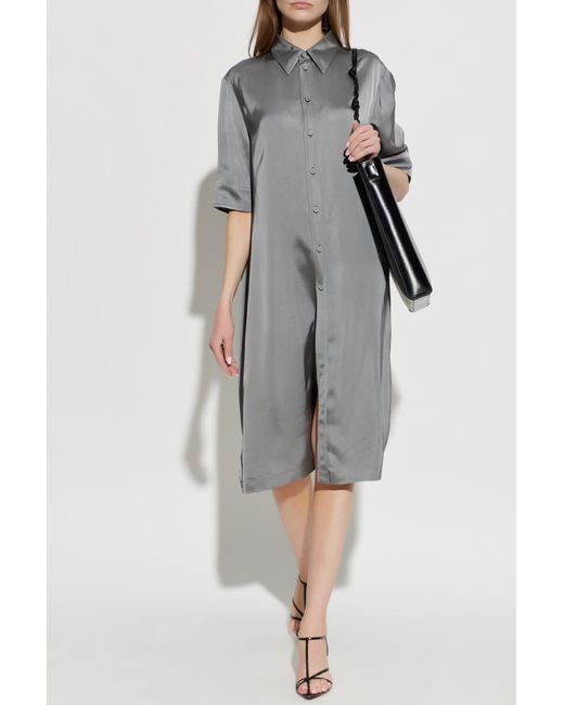 Jil Sander Gray Satin Shirt