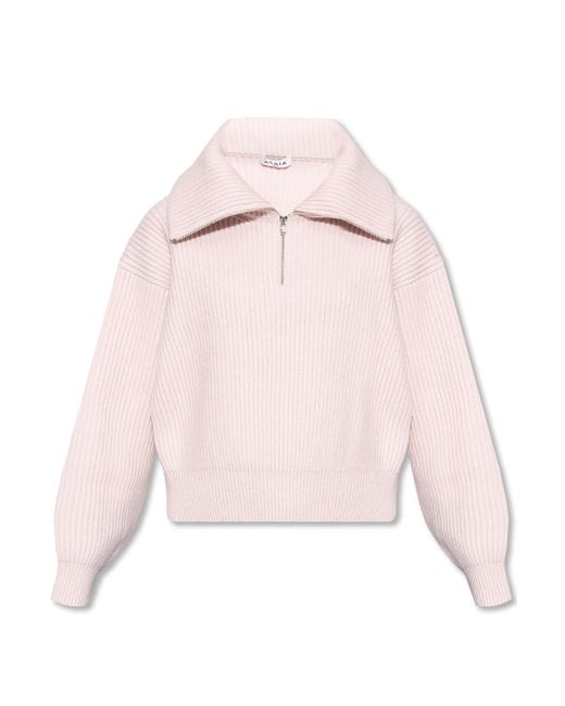 Alaïa Pink Wool Turtleneck Sweater
