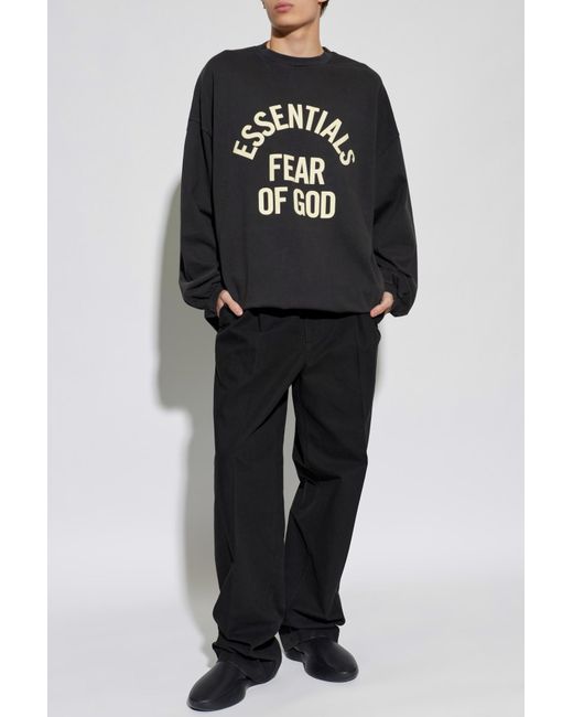 Fear Of God Black Sweatshirt With Printed Logo for men