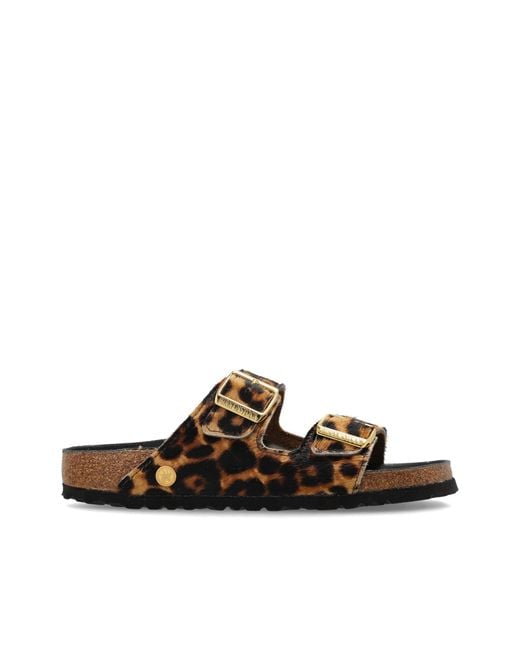 Birkenstock Brown 'Arizona Hairy' Slides
