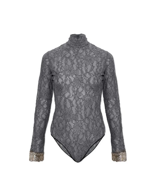 Valentino Garavani Gray Lace Bodysuit