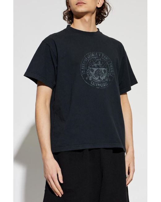 Balenciaga Black T-Shirt With Print for men