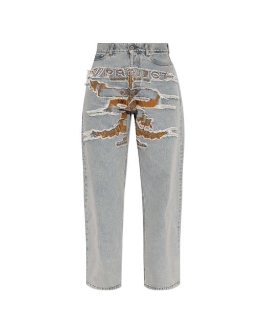 Y. Project Gray Wide-leg Jeans,
