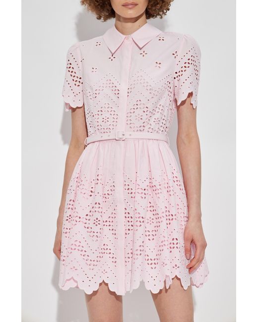 Self-Portrait Pink Lace Dress With Belt