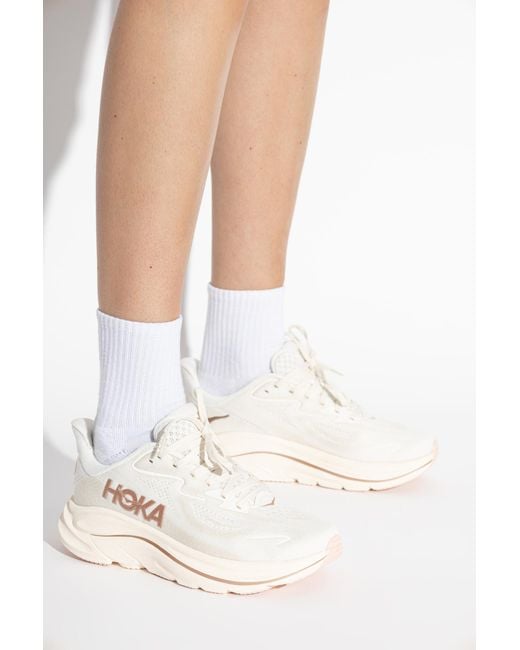 Hoka One One White 'Clifton 10' Sports Shoes