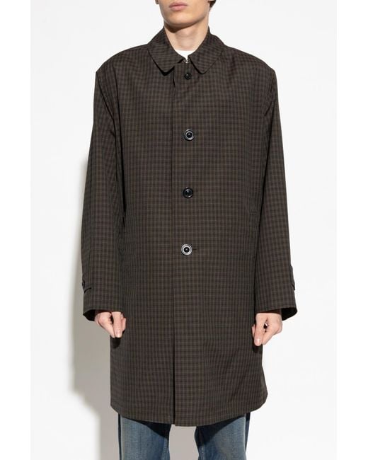 Maison Margiela Black Checked-Pattern Coat for men