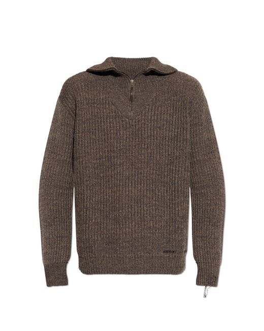 Maison Margiela Brown Sweater With A Zip-Up Collar for men