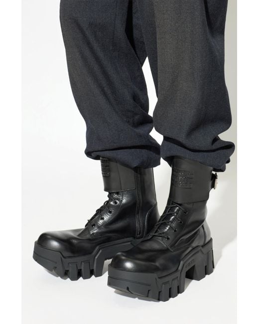 Balenciaga Black Platform Ankle Boots 'Bulldozer Combat' for men