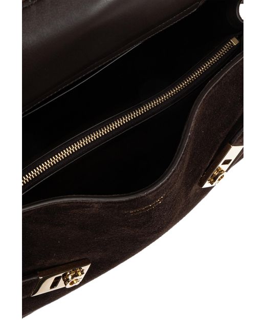 Ferragamo Black Suede Shoulder Bag