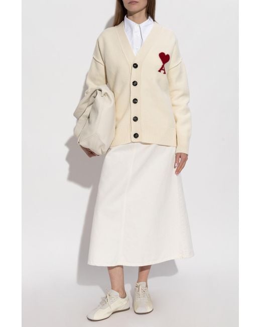 AMI White Wool Cardigan