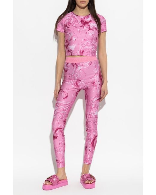 Versace Jeans Couture Pink Fitted Cut Top