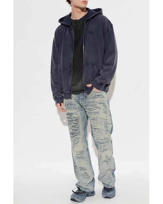 DIESEL Blue 'S-Boxt-Hood-Zip-Den' Hoodie for men