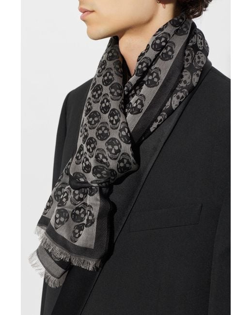 McQueen Black Scarf With Print for men