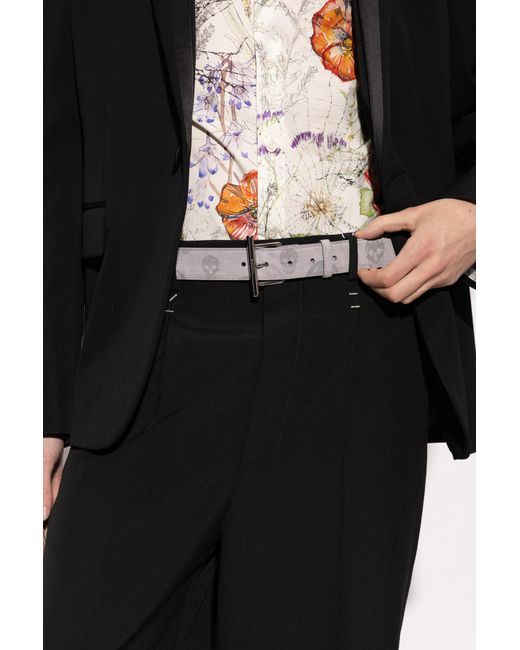 McQueen Gray Suede Belt for men